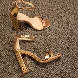 May rose gold block heeled sandals